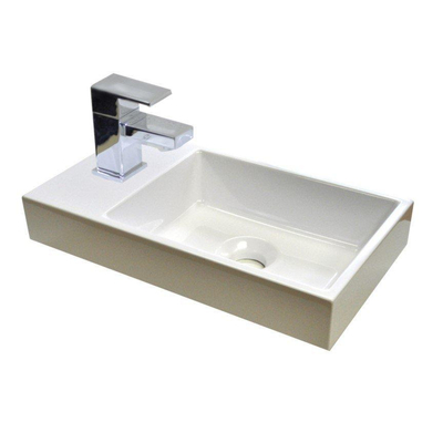 Sanicare Q40 toiletmeubelset 40x22x50.5cm 1 kraangat 1 wasbak 1 deur standaard greep met spiegel MDF Grey-Wood