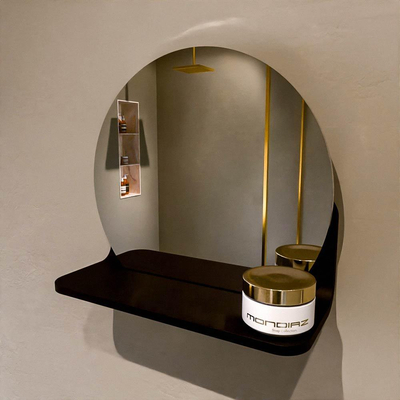 Mondiaz SPOT Badkamerspiegel - rond 30cm - spiegelplanchet - kleur Urban