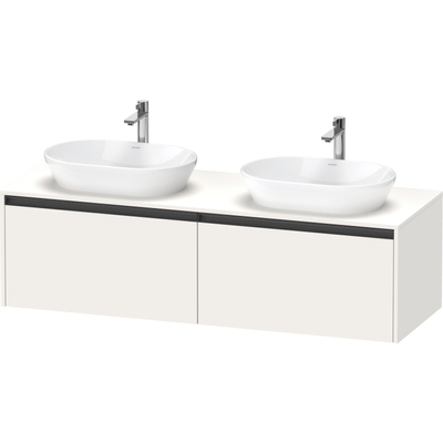 Duravit Ketho 2 wastafelonderbouwkast incl. consoleplaat met 2 laden voor dubbele waskommen 160x55x45.9cm met handgrepen antraciet wit supermat