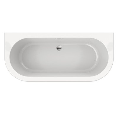 Xenz Charley vrijstaand bad 180x80cm met overloop met afvoer gleuf overloop Middenopstelling Acryl Wit SHOWROOMMODEL