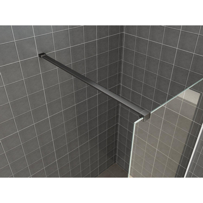 Wiesbaden Safety inloopdouche 100x200cm met 10mm helder NANO coating glas zwart profiel