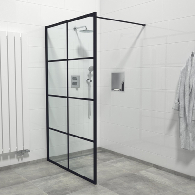 Saniclass Bellini Inloopdouche - 140x200cm - windows frame buitenzijde - anti kalk - mat zwart