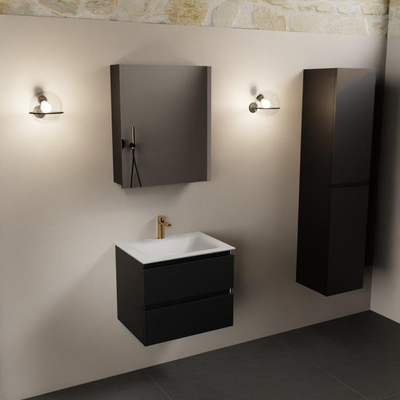 Mondiaz Aivy badmeubelset - 60x45x50cm - 1 kraangat - 1 wasbak talc Solid surface - Midden - 2 lades - Met spiegelkast - MDF Urban