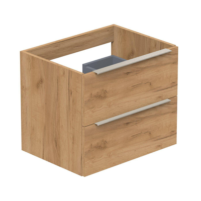 Thebalux Type onderbouwkast 60x45x50cm opbouwgreep RVS 2 softclose lades standaard greep MDF/spaanderplaat beton zilver