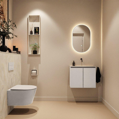 MONDIAZ TURE-DLUX 60cm toiletmeubel Linen. EDEN wastafel Ostra positie midden. Zonder kraangat.