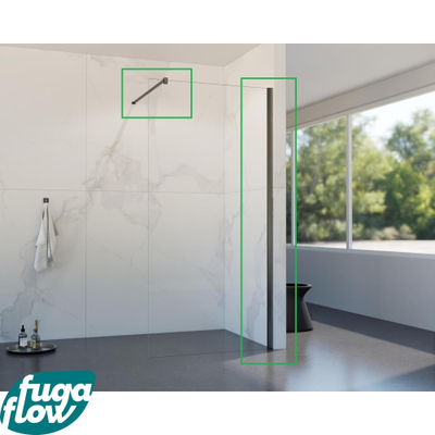 FugaFlow Eccelente Vetro profielset 200cm + stabilisatiestang 120cm Gunmetal -