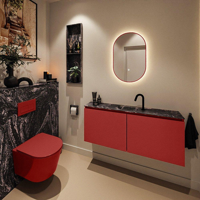 MONDIAZ TURE-DLUX 120cm toiletmeubel Fire. EDEN wastafel Lava positie midden. Met 1 kraangat.