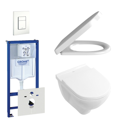 Villeroy & Boch O.Novo Toiletset - softclose en quickrelease zitting – bedieningsplaat verticaal/horizontaal wit - wit