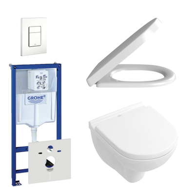 Villeroy & Boch O.Novo Toiletset – compact - softclose en quickrelease zitting – bedieningplaat verticaal/horizontaal wit - wit