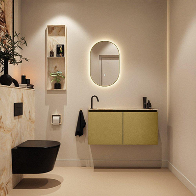 MONDIAZ TURE-DLUX 100cm toiletmeubel Oro. EDEN wastafel Frappe positie links. Met 1 kraangat.