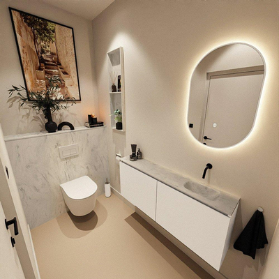 MONDIAZ TURE-DLUX 120cm toiletmeubel Talc. EDEN wastafel Opalo positie rechts. Zonder kraangat.