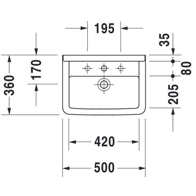 Duravit Philippe Starck 3 wastafel 50x36cm Wondergliss wit