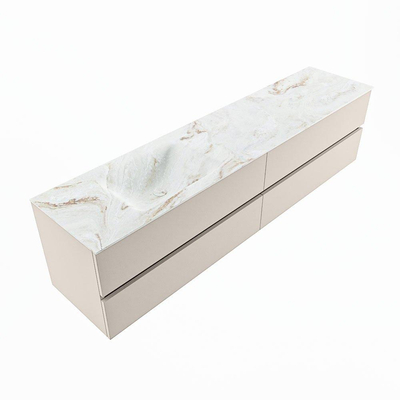 MONDIAZ VICA-DLUX Badkamermeubelset - 200cm - onderkast linen - 4 lades - inbouw wastafel cloud links - zonder kraangaten - 60cm hoge versie - frape