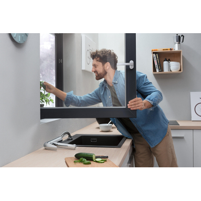 Hansgrohe M42 M423-H120 1-gats keukenkraan v. plaatsing v. het raam m. 360° draaibare uitloop omklapbaar chroom