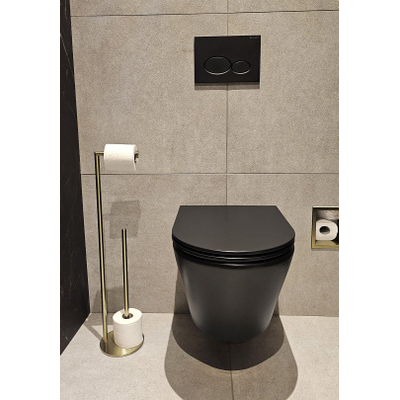 Wiesbaden Alonzo toiletrolhouder met reserverolhouder vrijstaand geborsteld messing