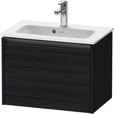 Duravit Ketho 2 wastafelonderbouwkast met 1 lade 61x39x44cm met greep antraciet eiken zwart mat