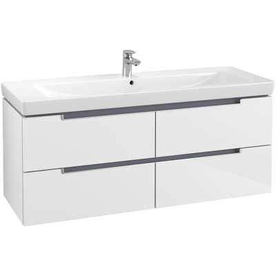 Villeroy en Boch Subway 2.0 wastafelonderbouw 128,7x44,9x52cm met 4 lades glanzend wit