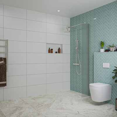 FugaFlow Eccelente Vetro inloopdouche badkamer - 30x200cm - ribbelglas - wandarm - geborsteld RVS