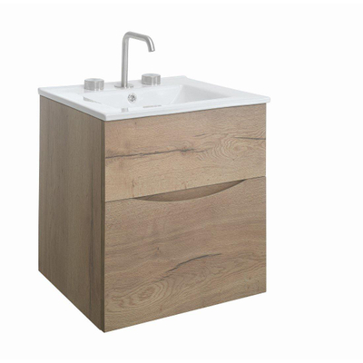 Crosswater Glide II Wastafelonderkast - 50x45x52cm - 2 lades - greeploos - windsor oak