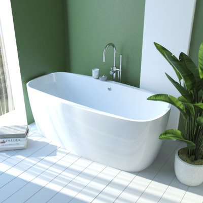 ZEZA Eloise III vrijstaand bad - 170x80x57cm - met badwaste - acryl wit OUTLETSTORE