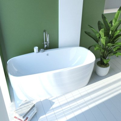 ZEZA Eloise III vrijstaand bad - 170x80x57cm - met badwaste - acryl wit OUTLETSTORE