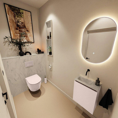 MONDIAZ TURE-DLUX 40cm toiletmeubel Rosee. EDEN wastafel Opalo positie links. Zonder kraangat.