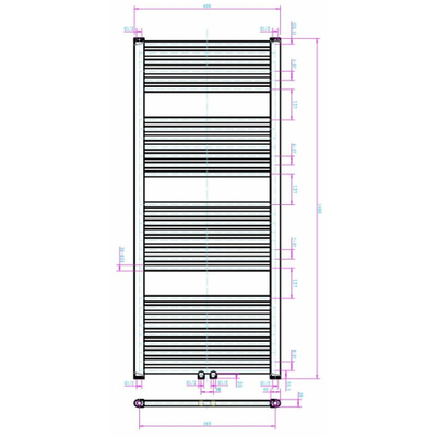 Royal plaza Sorbus r radiator 60x140 n30 735w recht mi.aansl.wit 9016 (zonder bevestigingsmateriaal en licht beschadigd) - OUTLET UDEN