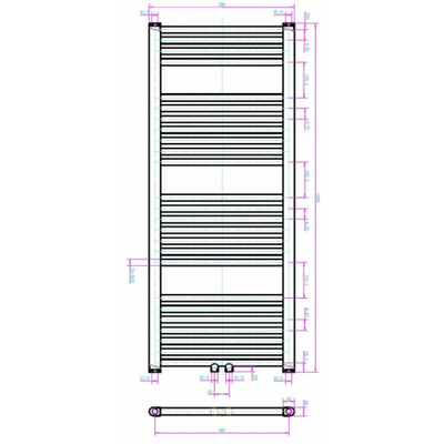 Royal Plaza Sorbus r radiator 50x120 n25 420w recht met midden aansluiting grijs metallic TWEEDEKANS