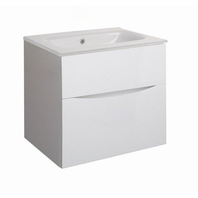 Crosswater Glide II Badmeubelset - 60x45x52cm - 2 lades - greeploos - white gloss - wastafel - ice white