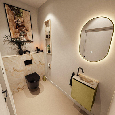 MONDIAZ TURE-DLUX 40cm toiletmeubel Oro. EDEN wastafel Frappe positie rechts. Met 1 kraangat.