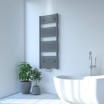 Rosani Exclusive line 2.0 radiator 50x140cm 628watt recht middenaansluiting structuur grijs metallic SHOWROOMMODEL