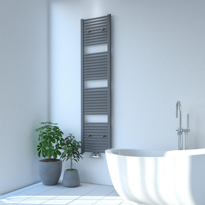 Rosani Exclusive line 2.0 radiator 40x180cm 696watt recht middenaansluiting structuur grijs metallic SHOWROOMMODEL