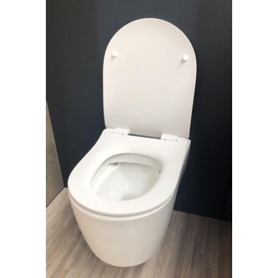 Qisani Alfa Comfort toilet 52x36cm diepspoel spoelrandloos hoogglans wit zonder zitting