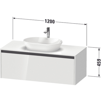 Duravit Ketho 2 wastafelonderbouwkast incl. consoleplaat met 1 lade 120x55x45.9cm met handgreep antraciet basalt mat