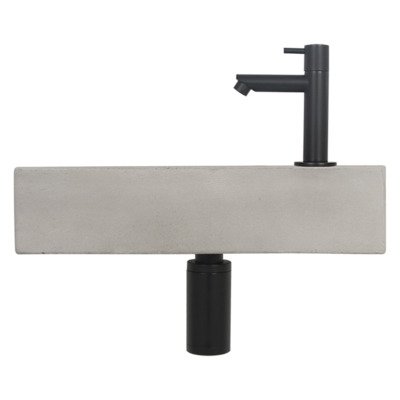 Differnz Jukon fonteinset - 38.5x18.5x9cm - Rechthoek - 1 kraangat rechts - Zwart - Beton Grijs