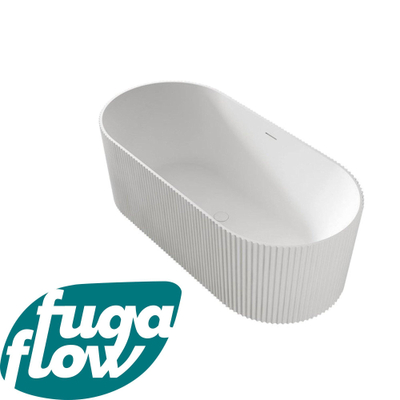 FugaFlow Eccelente Anta vrijstaand bad - ribbel - 170x80x58cm - met afvoer - acryl - mat wit
