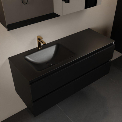 Mondiaz Aivy badmeubelset - 120x45x50cm - 1 kraangat - 1 wasbak urban Solid surface - Links - 2 lades - Met spiegelkast - MDF Urban