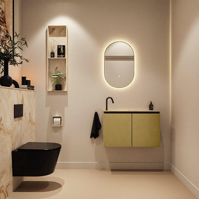MONDIAZ TURE-DLUX 80cm toiletmeubel Oro. EDEN wastafel Frappe positie links. Met 1 kraangat.