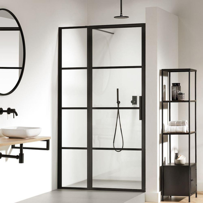 Sealskin Soho 2 delige deur linker versie voor nis of zijwand 100x210 cm zwart helder glas LET OP PLAATSING LINKS. SHOWROOMMODEL