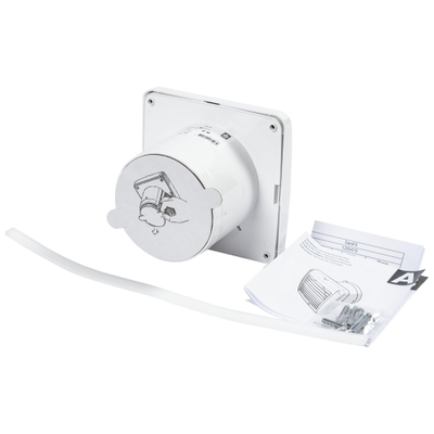 Sanivesk Standaard Ventilator - Ø10 - Stil - Op (licht)schakelaar - Vierkant - Wit