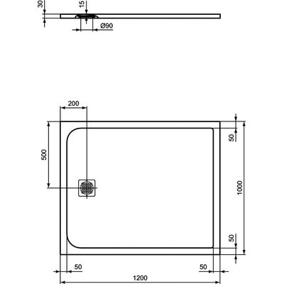 Ideal Standard Ultraflat Solid douchebak rechthoekig 120x100x3cm betongrijs