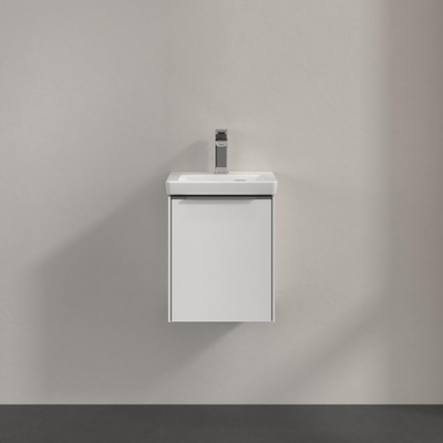 Villeroy & Boch Subway 3.0 wastafelonderkast 40x40x30cm met 1 rechtsdraaiende softclose deur met aluminium glanzende greep spaanplaat Brilliant White