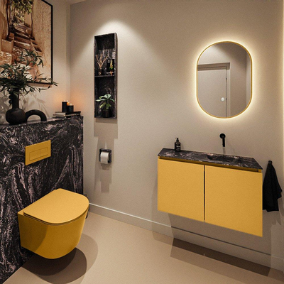 MONDIAZ TURE-DLUX 80cm toiletmeubel Ocher. EDEN wastafel Lava positie rechts. Zonder kraangat.