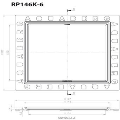 Aquaberg kunststof renovatieput met RVS rooster 146x146mm inbouwhoogte 6mm RVS hoogglans