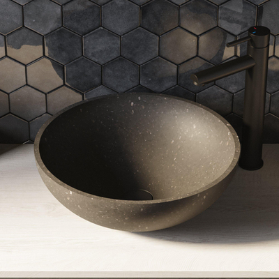 BRAUER Molten waskom - 42 - rond - natuursteen - basalt antraciet