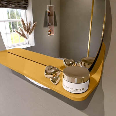 Mondiaz SPOT Badkamerspiegel - rond 50cm - spiegelplanchet - kleur Ocher