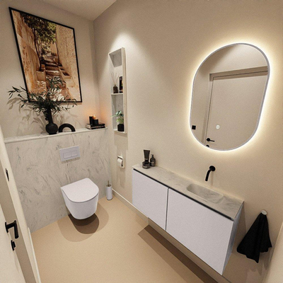 MONDIAZ TURE-DLUX 100cm toiletmeubel Cale. EDEN wastafel Opalo positie rechts. Zonder kraangat.