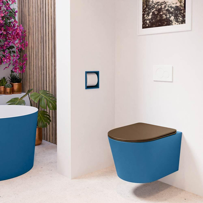 MONDIAZ LAVIE wandclosetpack - 36x53cm - diepspoel - rimless - Jeans (blauw) - softclose - quick-release - toiletzitting - Rust (rood)