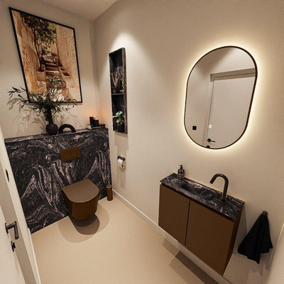 MONDIAZ TURE-DLUX 60cm toiletmeubel Rust. EDEN wastafel Lava positie midden. Met 1 kraangat.