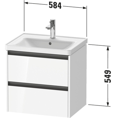 Duravit Ketho 2 Wastafelonderkast - 2 laden - 58.4x45.5x54.9cm - grepen antraciet - eiken terra mat